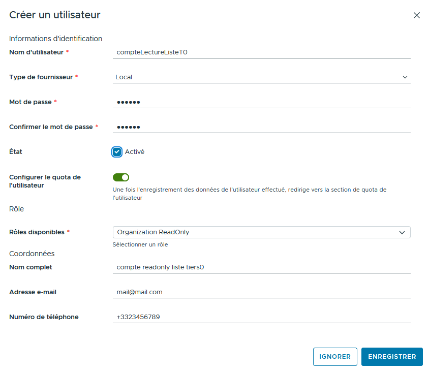 Create user form