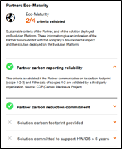 Example of Partner Eco-Maturity display with the validation of 2 criteria