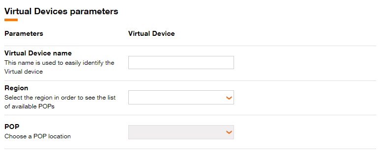 Fill Virtual Device Name, Region and POP