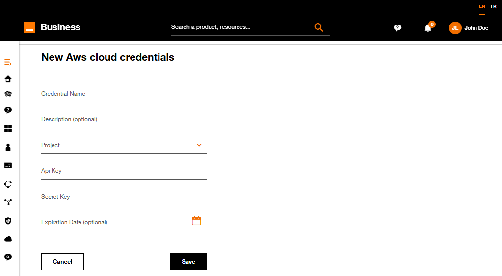 Add AWS credential