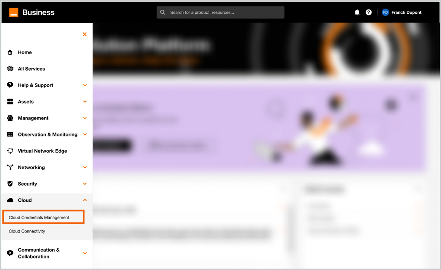 Credential menu