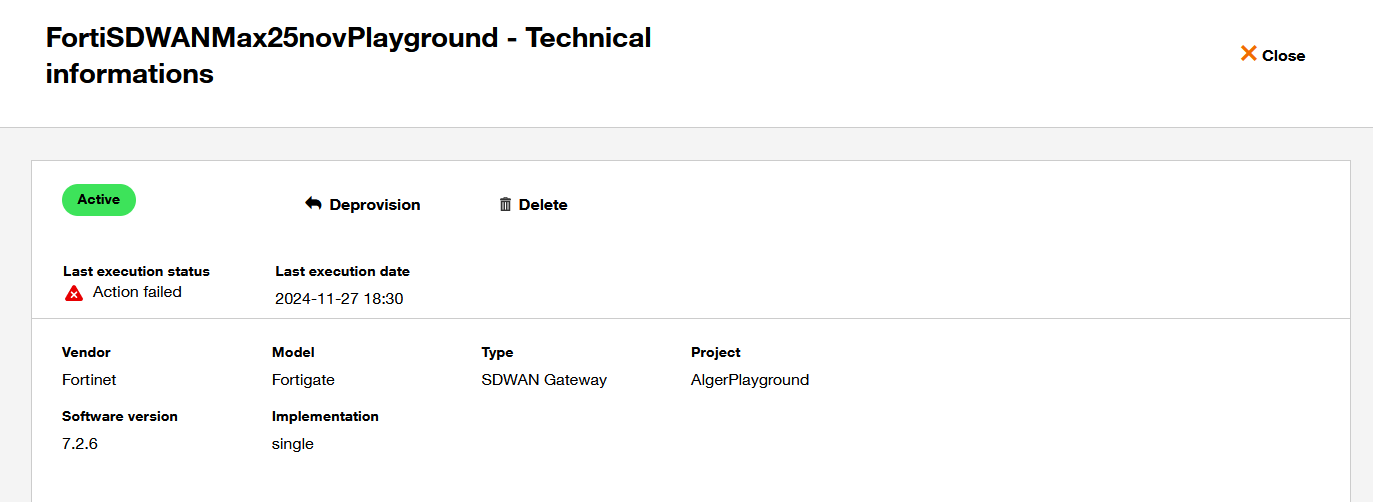 Overview of the status for an action 