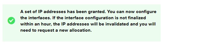 IP allocation success message
